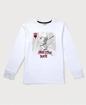 PALM TREE Full Sleeves Freestyle Skate Printed Tee - White