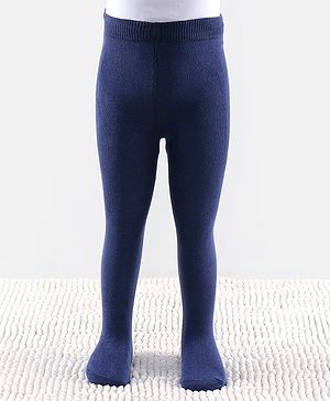 Cutewalk by Babyhug Non Terry Footed Anti Bacterial Solid  Tights - Navy Blue