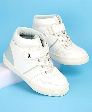 Pine Kids Color Block Casual Shoes with Velcro Closure - White