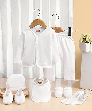 Babyhug 100 % Cotton Baby Clothing Gift Sets Pack of 7 - White