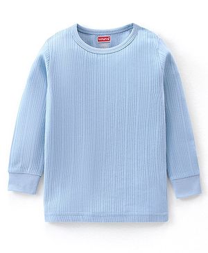 Babyhug Cotton Full Sleeves Solid Thermal Vest- Blue
