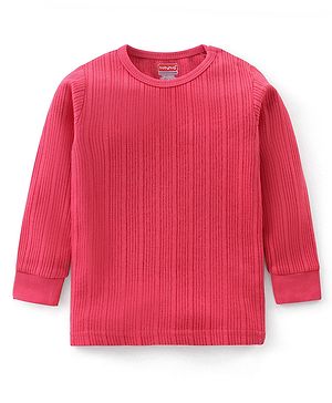 Babyhug Cotton Full Sleeves Solid Thermal Vest- Coral