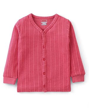 Babyhug Full Sleeves Front Open Solid Color Thermal Wear - Coral