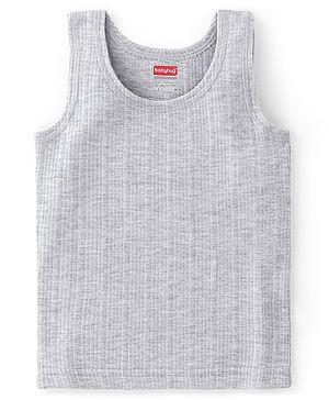 Babyhug Sleeveless Solid Thermal Vest - Light Grey