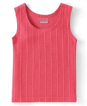 Babyhug Cotton  Sleeveless Solid Thermal Vest - Coral