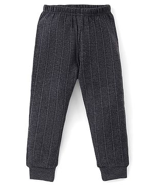 Babyhug Cotton Blend Full Length Thermal Leggings Solid Colour- Dark Grey