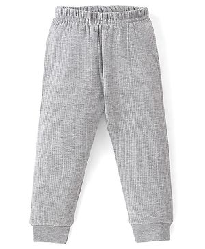 Babyhug Cotton Blend Full Length Thermal Leggings Solid- Light Grey