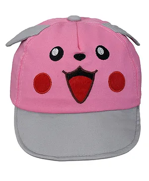 Tiekart Puppy Face Design Cap - Pink & Grey