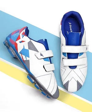 Pine Active Velcro Closure Soccer Shoes - White & Blue