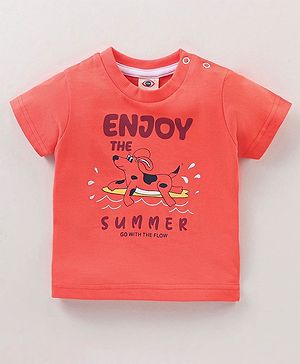 Zero Sinker Half Sleeves T-Shirt Text Print- Orange