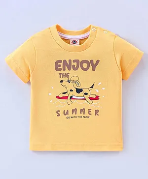 Zero Sinker Half Sleeves T-Shirt Text Print- Yellow