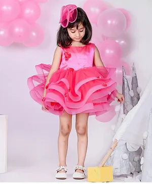 Foreverkidz Rose marie Ruffle dress For Girls -Pink