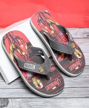 Toothless Marvel Avengers Iron Man Featured Flip Flops - Red Grey