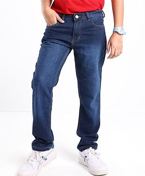 Pine Kids Cotton Rich Strechable Jeans with Adjustable Waist  - Dark Blue