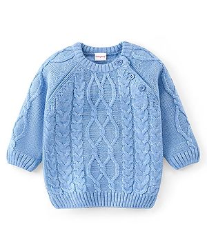 Babyhug Knit Full Sleeves Cable Knit Sweater - Blue Babyhug Knit Full Sleeves Cable Knit Sweater - Blue