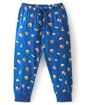 Babyhug Cotton Full Length Lounge Pant Popcorn & Fries Print- Navy Blue