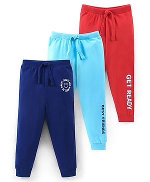 Babyhug Cotton Full Length Text Printed Lounge Pants Pack of 3 - Multicolour