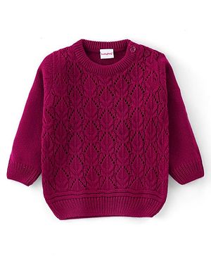 Babyhug Full Sleeves Sweater With Cable Knit Design - Purple Babyhug Full Sleeves Sweater With Cable Knit Design - Purple