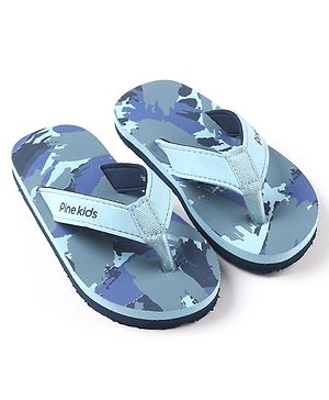 Pine Kids Abstract Print Flip Flops - Blue