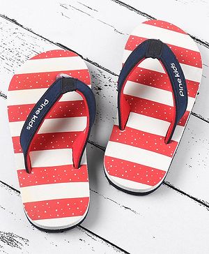 Pine Kids Flip Flops Striped - Red