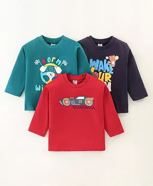 Zero Sinker Full Sleeves T-Shirts Pack of 3 ( Colour & Print May Vary)
