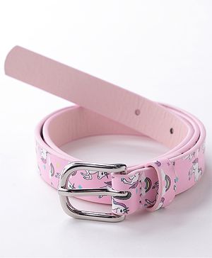 Babyhug Buckle Closure Belt unicorn Print - Pink