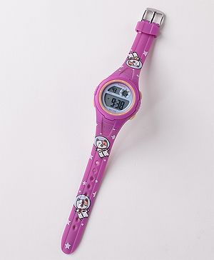 Babyhug Free Size Digital Watch With Bear Print - Purple