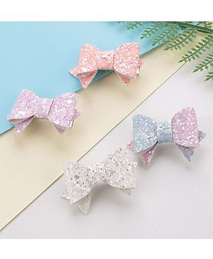 Babyhug Free Size Hair Pins And Clips  With Bow Applique Pack Of 4- Multicolor