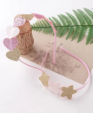 Babyhug  Free Size Hair Bands With Heart Applique Pack of 2 -Multicolor