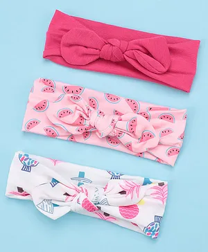 Babyhug Free Size Headbands with Bow Pack of 3 - Multicolor