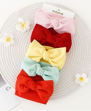 Babyhug Bow Applique Headbands Pack of 5 - Multicolor