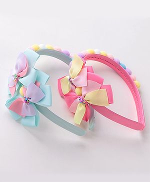 Babyhug Free Size Hair Bands With Bow Design Pack of 2- Multicolor