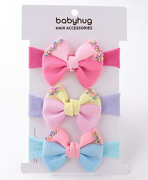 Babyhug Free Size Headbands With Bow Applique - Multicolor