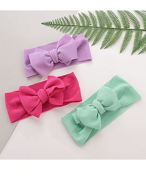 Babyhug Free Size Headbands with Bow Pack of 3 - Multicolor