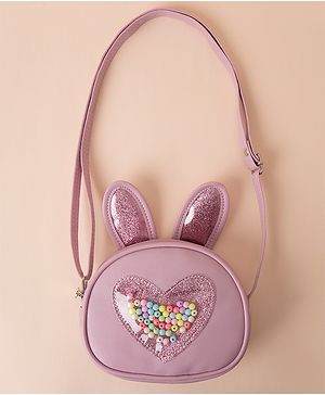 Babyhug Heart Print Sling Bag- Purple