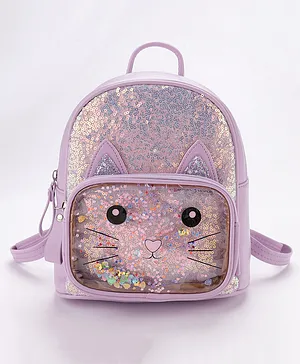 Babyhug Fashion Backpack With Kitty Face Design - Purple