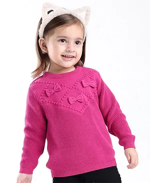 Babyoye Eco Conscious Cotton Full Sleeves Pullover with Bow Applique - Pink