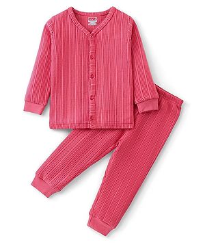 Babyhug Full Sleeves Solid Color Thermal Inner Wear Set - Coral