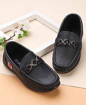 Cute Walk by Babyhug Slip On Solid Formal & Partywear Shoes with Chain Applique - Royal Blue