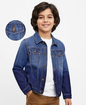 Pine Kids Full Sleeves Dip Dyed Denim Jackets - Blue