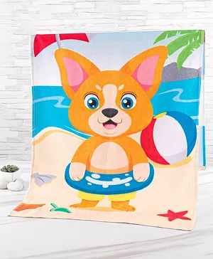 Babyhug Terry Woven Towel with Fox  Print L 50.8 X B 101.6 cm - Multicolour