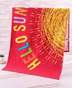 Babyhug Terry Woven Sunshine Print Towel L 101.6 x B 50.8 cm - Red