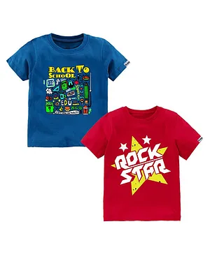 Ardan Lucy Pack Of 2  Half Sleeves Back To School Printed Tees - Blue And Red