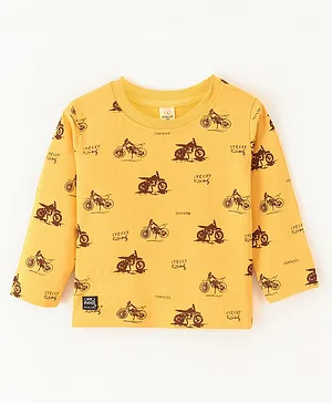 Olio Kids Sinker Full Sleeves T-Shirts Bike Printed - Mustard