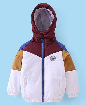 Babyhug Full Sleeves Colour Block Padded Jacket with Detachable Hood - Multicolour