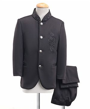 Babyhug Full Sleeves Bandh Gala Party Wear Suit With Sequin Embroidered - Black