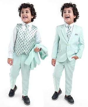 Babyhug Full Sleeves Classic Stretch Fit Party Suit Bow - Mint