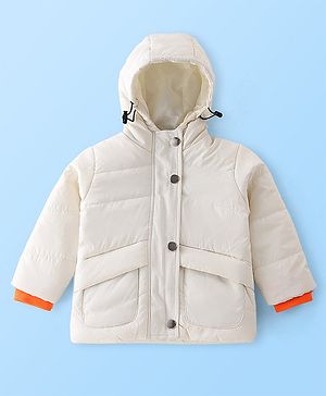 Babyhug Full Sleeves Hoodie Solid Color - Custard