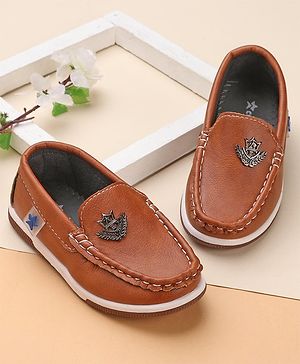 Cute Walk by Babyhug Formal & Partywear Slip On Shoes with Applique - Brown