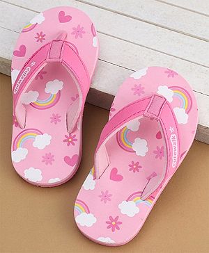 Cute Walk by Babyhug Flip Flops Rainbow Print - Pink
